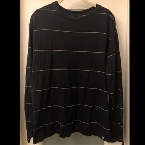 STUSSY Long sleeve navy lightweight pinstripe tee